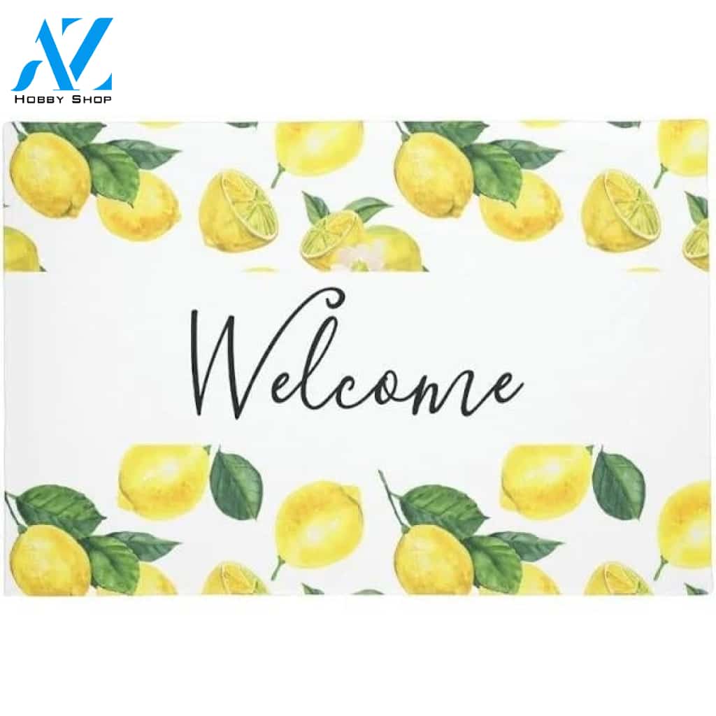 Yellow Lemons Doormat Welcome Mat Housewarming Gift Home Decor Funny Doormat Gift Idea For Fruit Lovers Gift For Friend