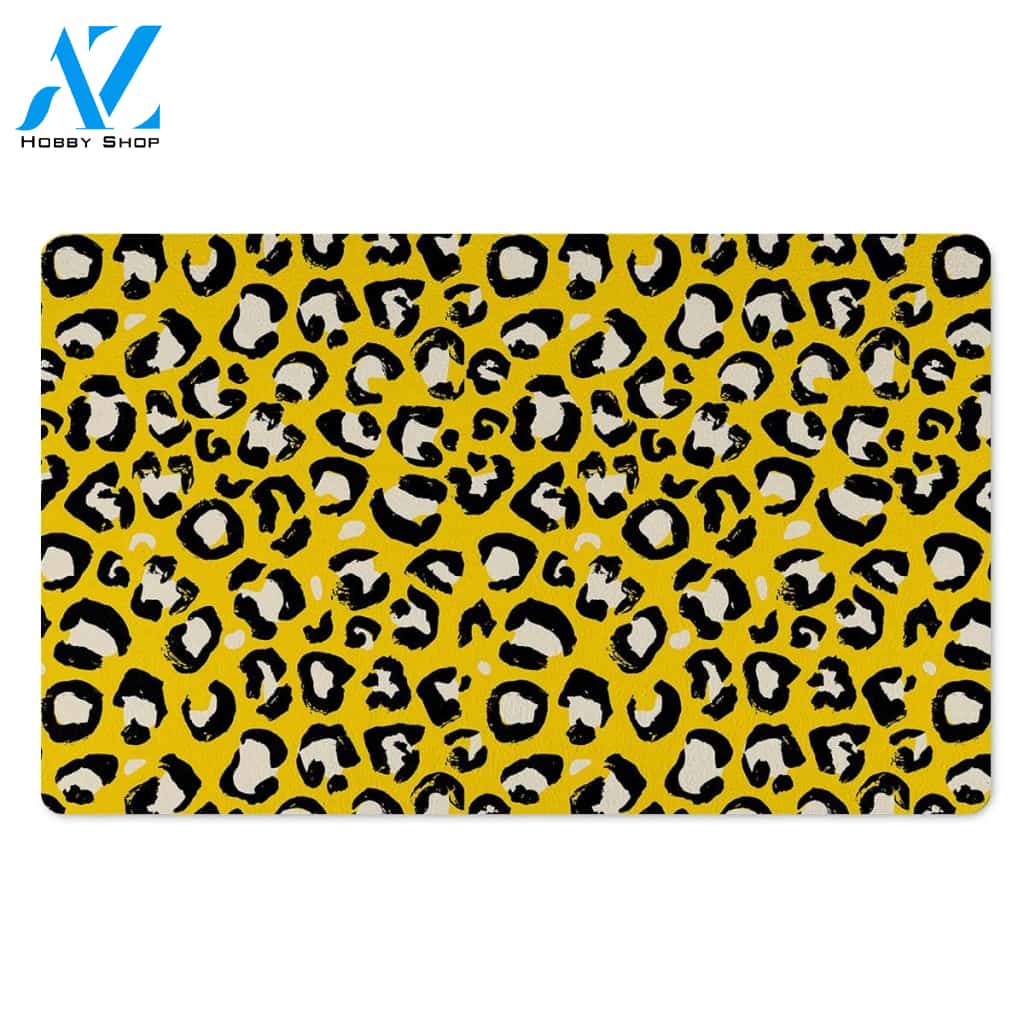 Yellow Leopard Door Mat
