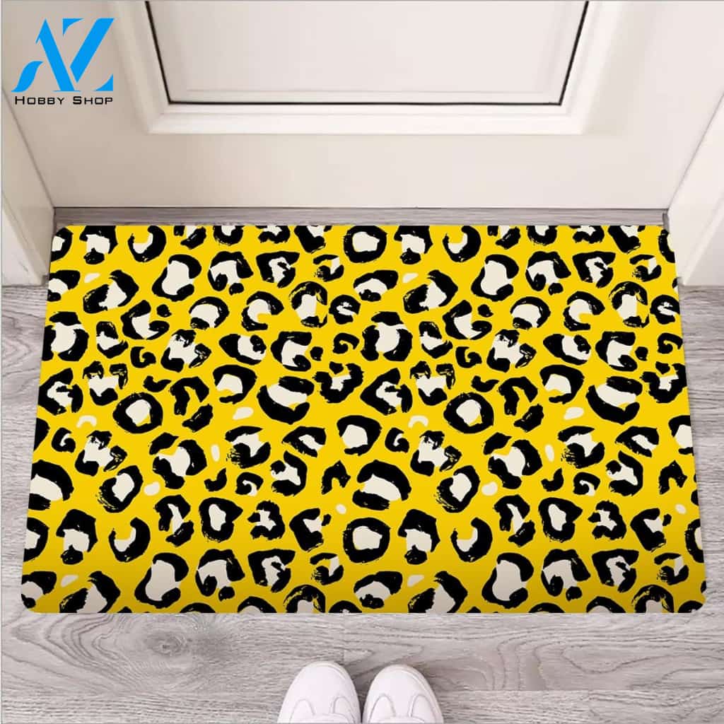 Yellow Leopard Door Mat