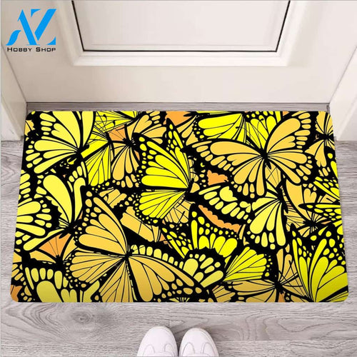 Yellow Monarch Butterfly Door Mat
