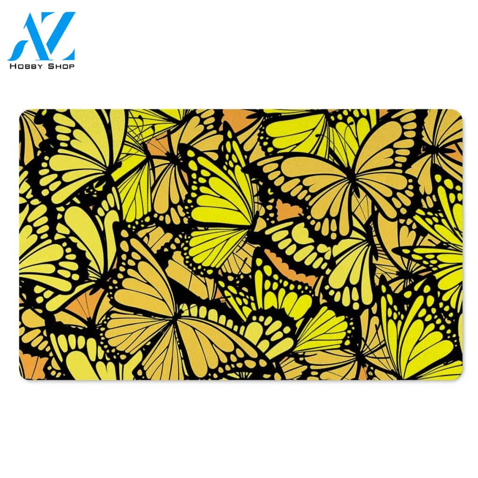 Yellow Monarch Butterfly Door Mat