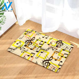 Yellow Music Notes Doormat Indoor and Outdoor Doormat Warm House Gift Welcome Mat Birthday Gift for Music Lovers Piano Lover
