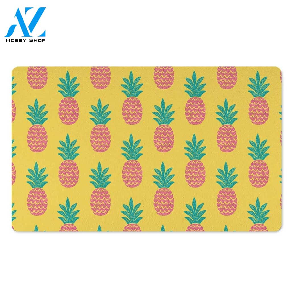Yellow Pineapple Print Door Mat