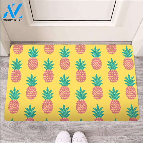 Yellow Pineapple Print Door Mat