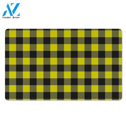 Yellow Plaid Door Mat