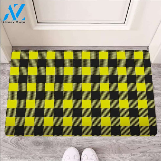 Yellow Plaid Door Mat
