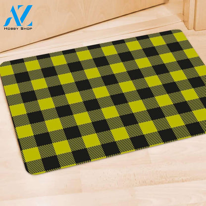 Yellow Plaid Door Mat