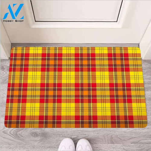 Yellow Plaid Tartan Door Mat