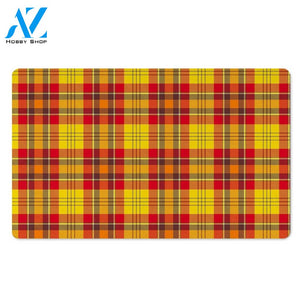 Yellow Plaid Tartan Door Mat