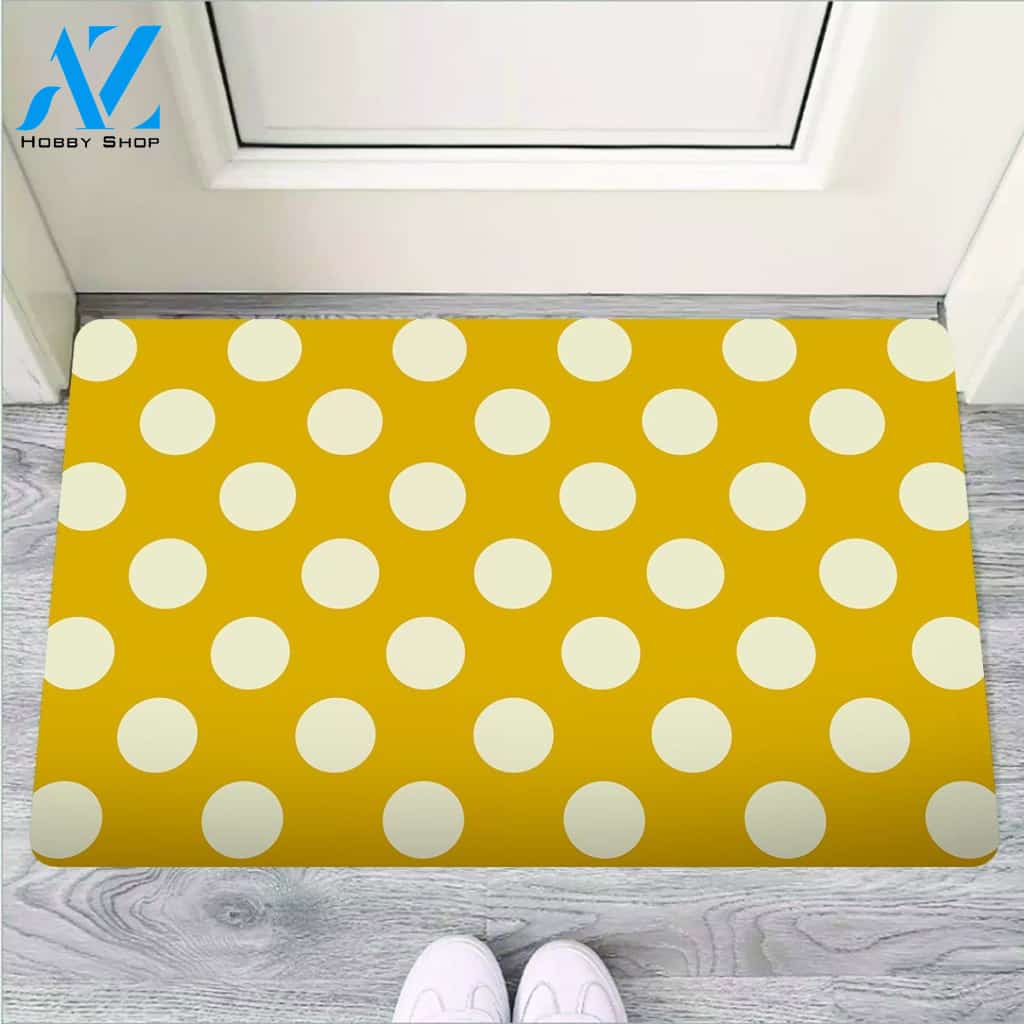 Yellow Polka Dot Door Mat