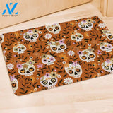 Yellow Sugar Skull Door Mat