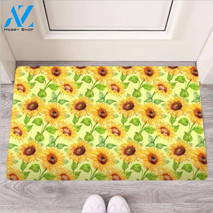 Yellow Sunflower Print Door Mat