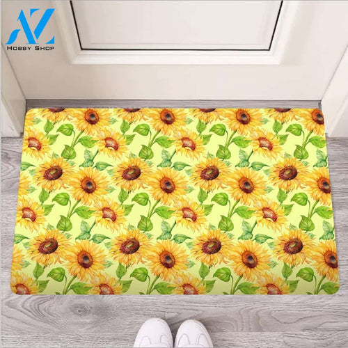 Yellow Sunflower Print Door Mat