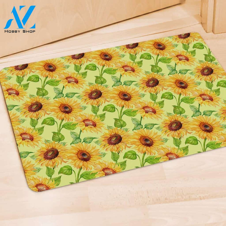Yellow Sunflower Print Door Mat