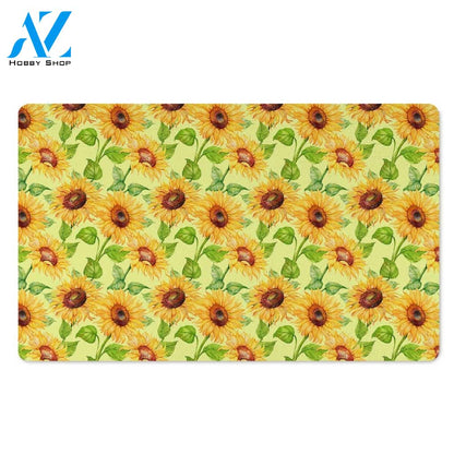 Yellow Sunflower Print Door Mat