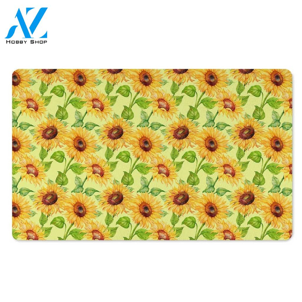Yellow Sunflower Print Door Mat