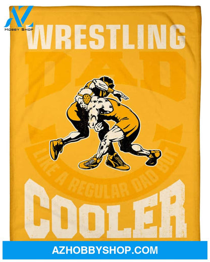 Yellow Wrestling Dad Fleece Blanket Home Decor Bedding Couch Sofa Soft And Comfy Cozy Wrestling Lovers Gift, Gift For Dad, Family Blanket