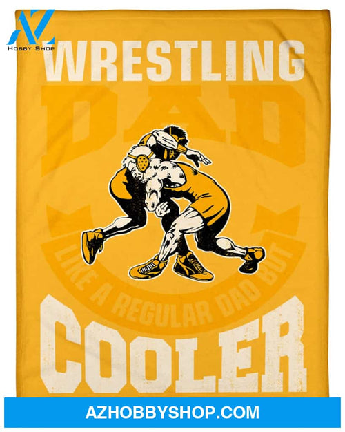 Yellow Wrestling Dad Fleece Blanket Home Decor Bedding Couch Sofa Soft And Comfy Cozy Wrestling Lovers Gift, Gift For Dad, Family Blanket