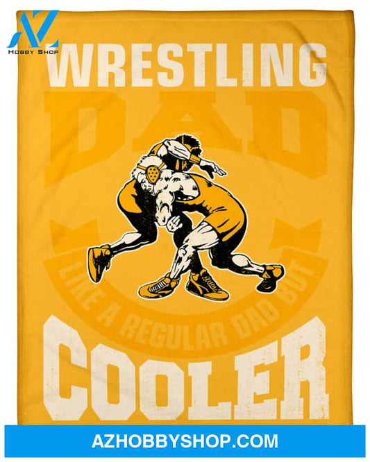 Yellow Wrestling Dad Fleece Blanket Home Decor Bedding Couch Sofa Soft And Comfy Cozy Wrestling Lovers Gift, Gift For Dad, Family Blanket
