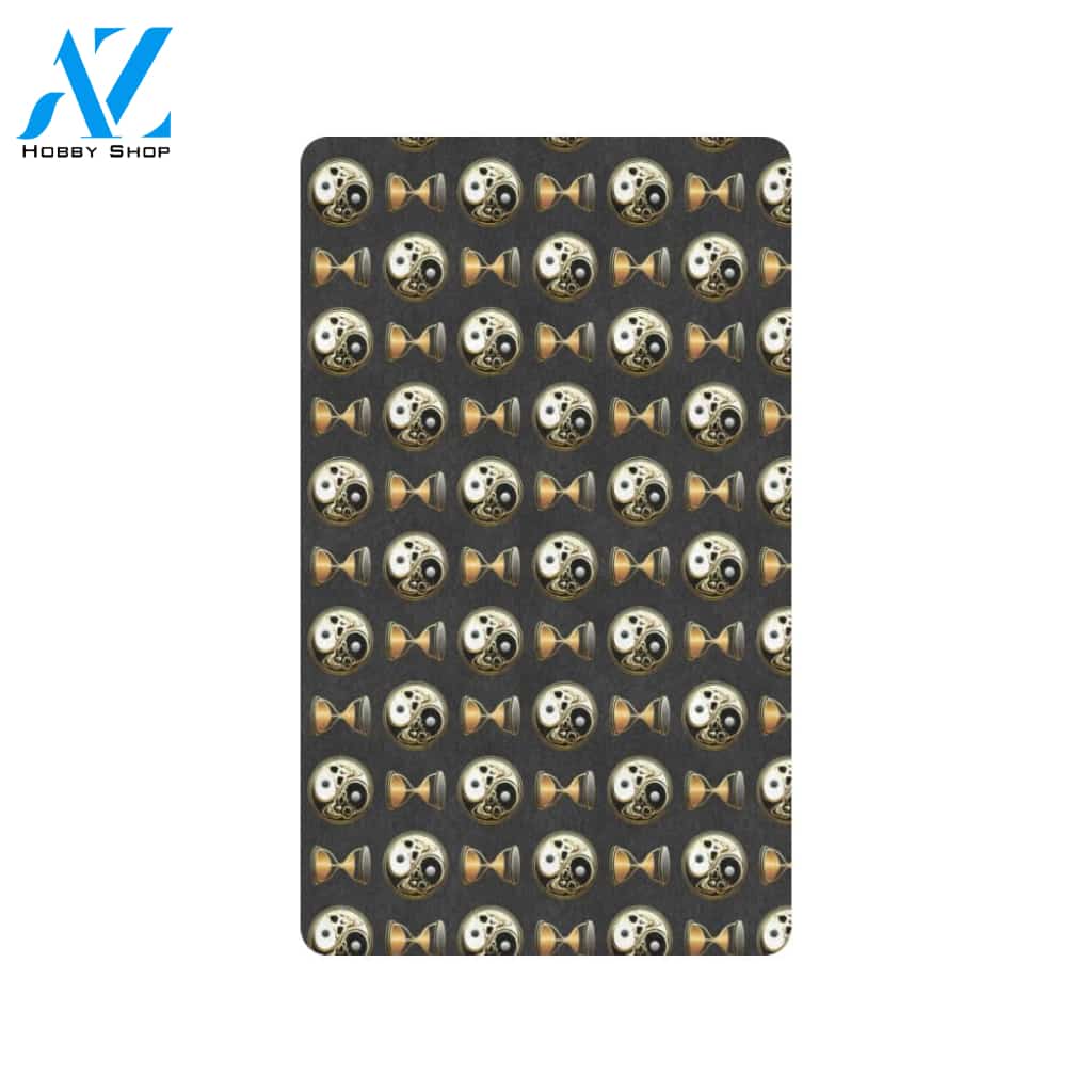 Yin Yang Skull Themed Design Print Rubber Doormat