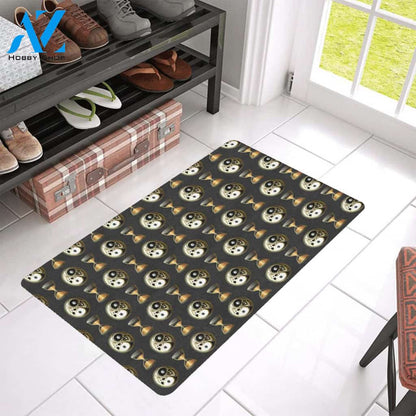 Yin Yang Skull Themed Design Print Rubber Doormat
