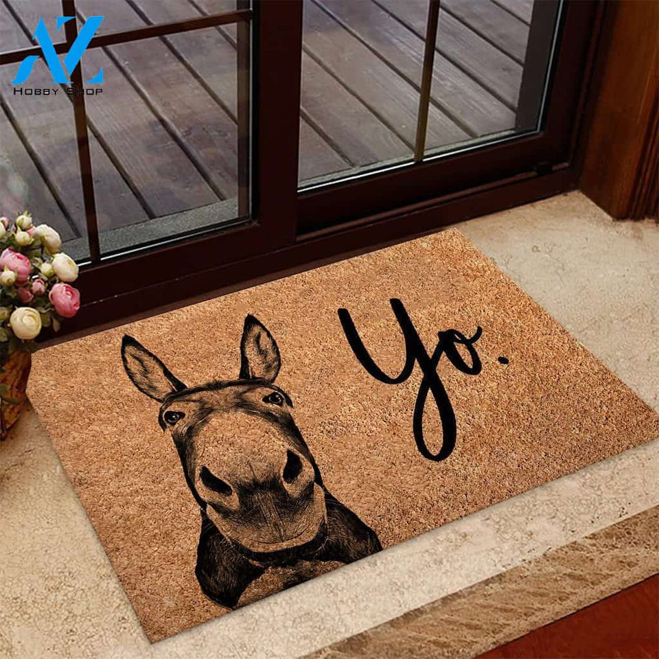 Yo Coir pattern print Donkey Doormat | Welcome Mat | House Warming Gift