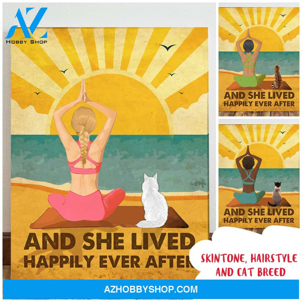 Yoga And Cat - Happily Ever After - Personalized Custom Canvas