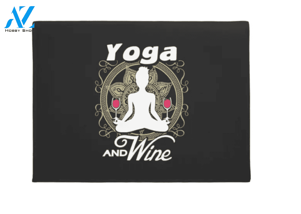 Yoga And Wine Indoor And Outdoor Doormat Welcome Mat Housewarming Gift Home Decor Funny Doormat Gift For Yoga Lovers Gift For Friend