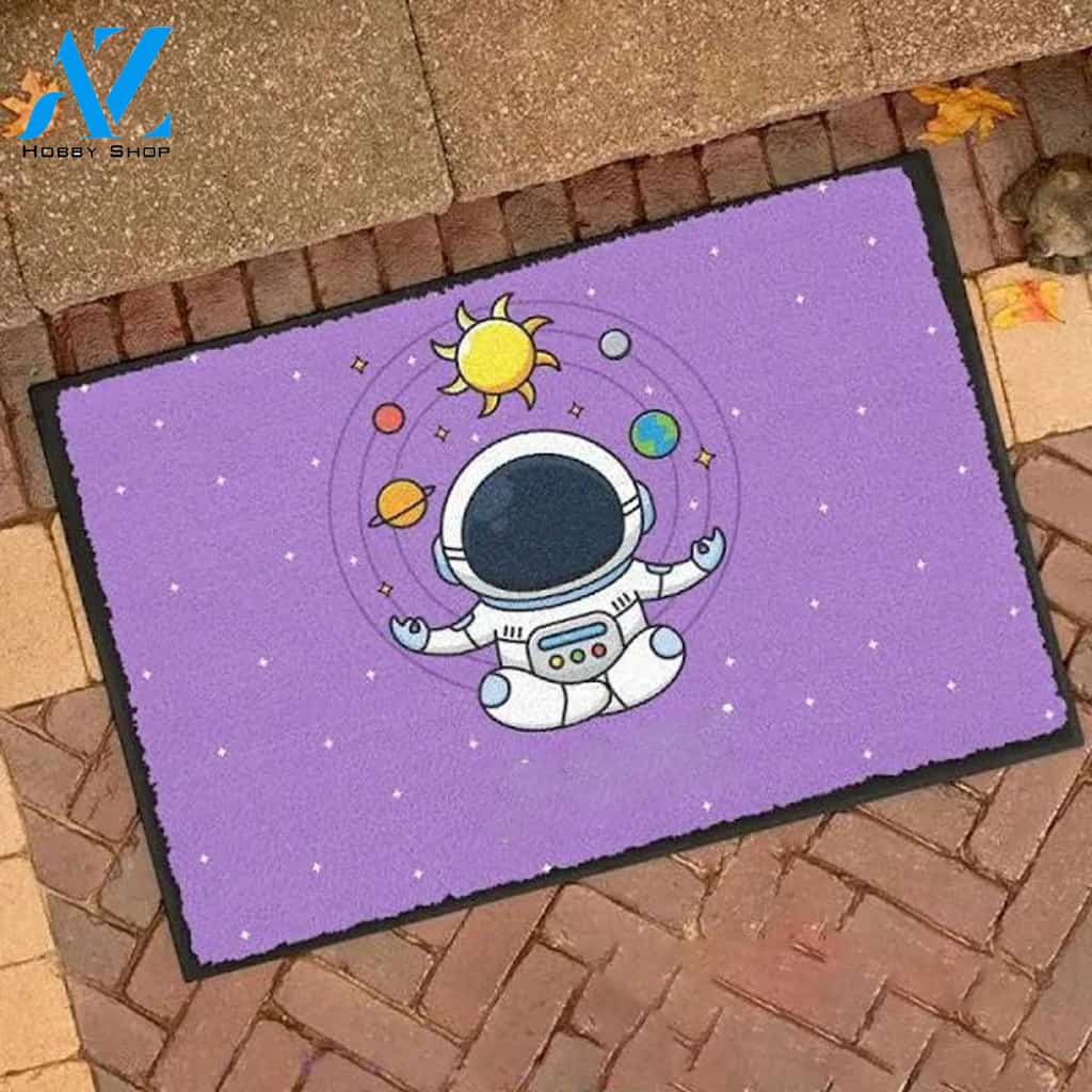 Yoga Astronaut Space Lover Indoor and Outdoor Doormat Warm House Gift Welcome Mat Gift for Friend Family