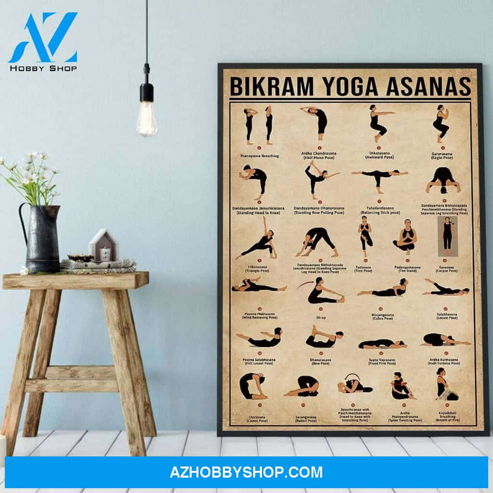 Yoga Bikram Yoga Asanas Yoga Vintage Canvas And Poster, Wall Decor Visual Art