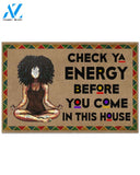 Yoga Black Girl Check Ya Energy Indoor And Outdoor Doormat Warm House Gift Welcome Mat Gift For Yoga Lovers