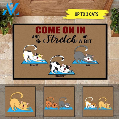 Yoga Cat Custom Doormat Come In And Stretch For A Bit | WELCOME MAT | HOUSE WARMING GIFT