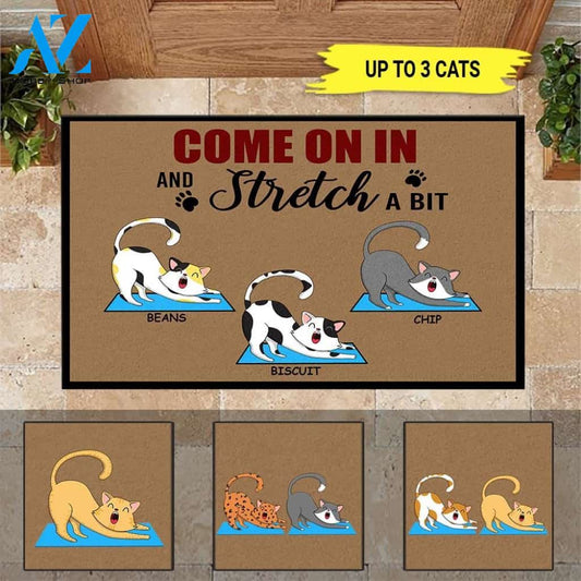 Yoga Cat Custom Doormat Come In And Stretch For A Bit | WELCOME MAT | HOUSE WARMING GIFT