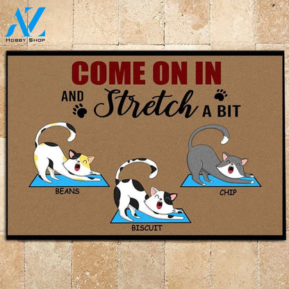 Yoga Cat Custom Doormat Come In And Stretch For A Bit | WELCOME MAT | HOUSE WARMING GIFT