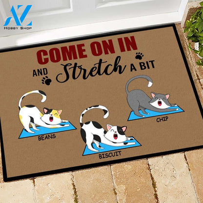 Yoga Cat Custom Doormat Come In And Stretch For A Bit | WELCOME MAT | HOUSE WARMING GIFT