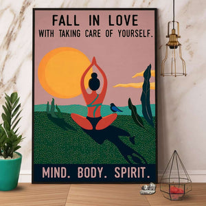 Yoga Fall In Love With Talking Care Of Yourself Mind Body Spirit Paper Poster No Frame Matte Canvas Wall Decor