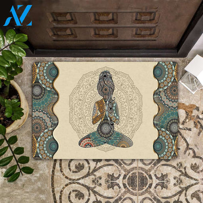 Yoga Girl Mandala Pattern All Over Printing Doormat