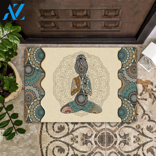 Yoga Girl Mandala Pattern All Over Printing Doormat
