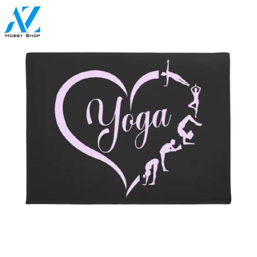 Yoga Heart Exercise Pink For Woman Girl Doormat Welcome Mat House Warming Gift Home Decor Funny Doormat Gift Idea