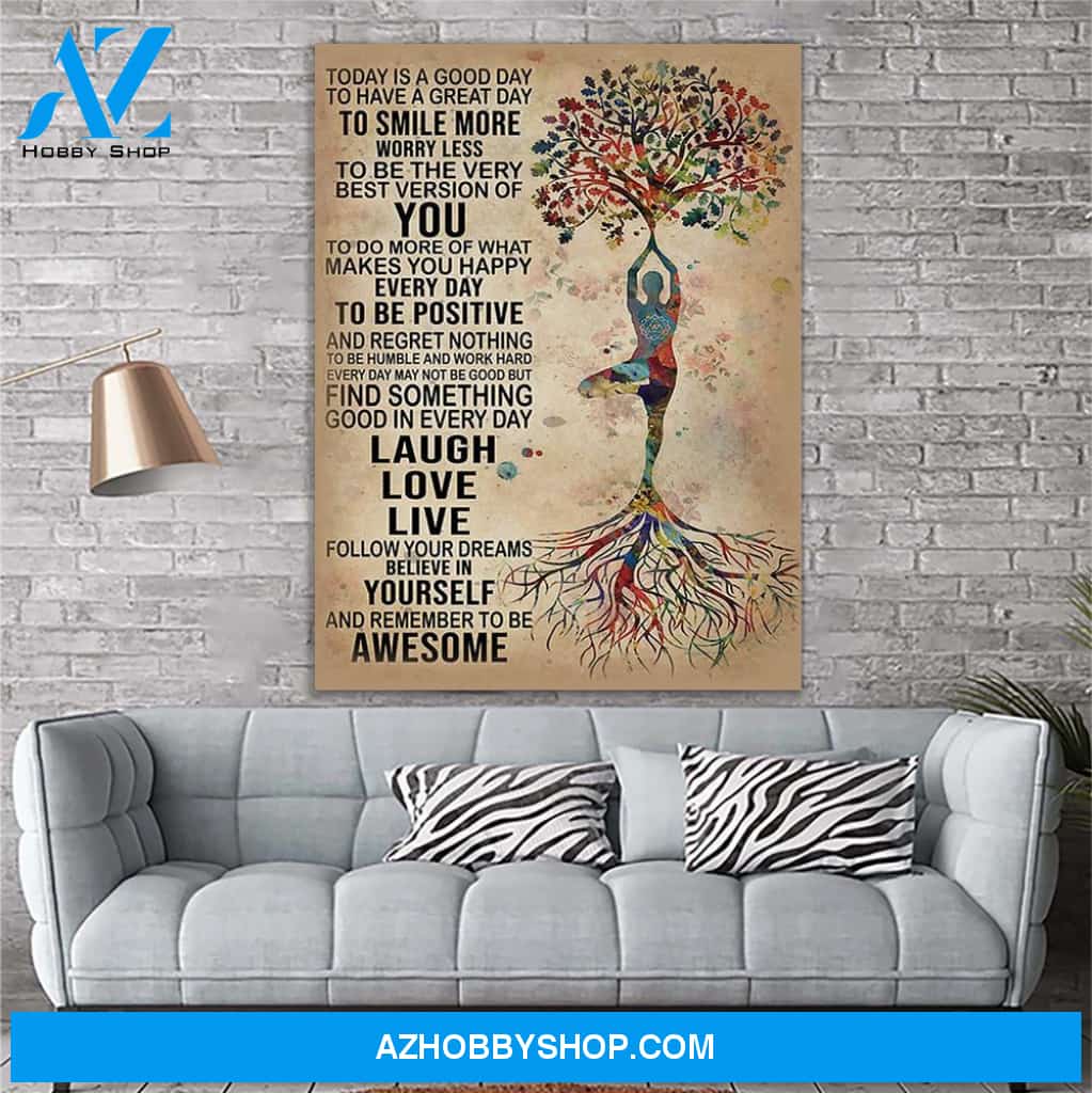 Yoga Laugh love Live Canvas Print Wall Art - Matte Canvas