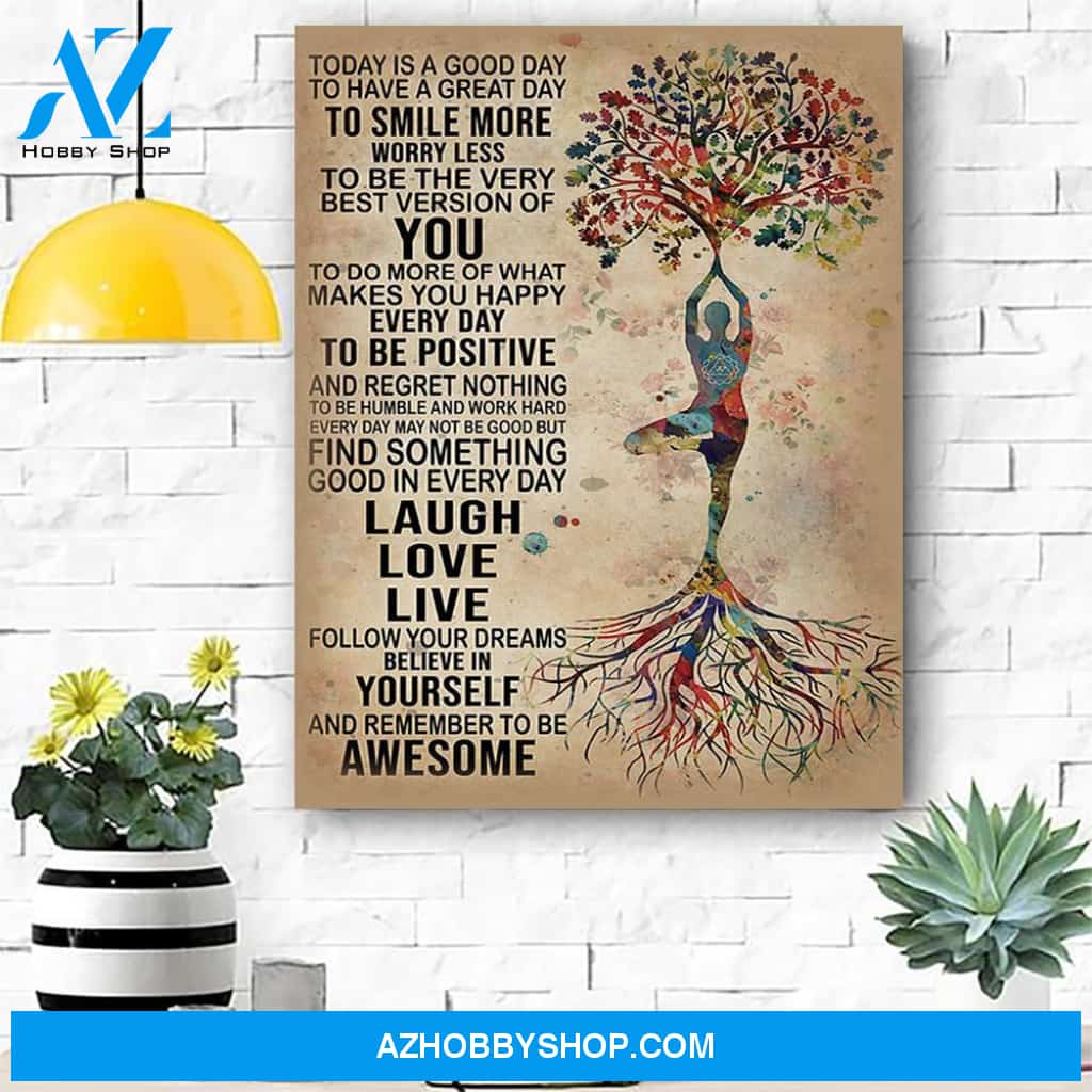 Yoga Laugh love Live Canvas Print Wall Art - Matte Canvas