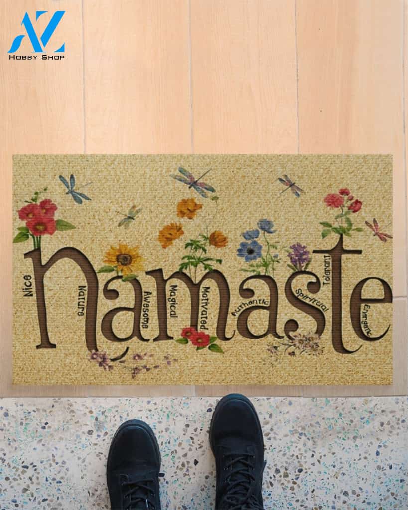 Yoga Namaste Floral Butterfly Doormat Gift For Yoga Lovers Birthday Gift Home Decor Warm House Gift Welcome Mat