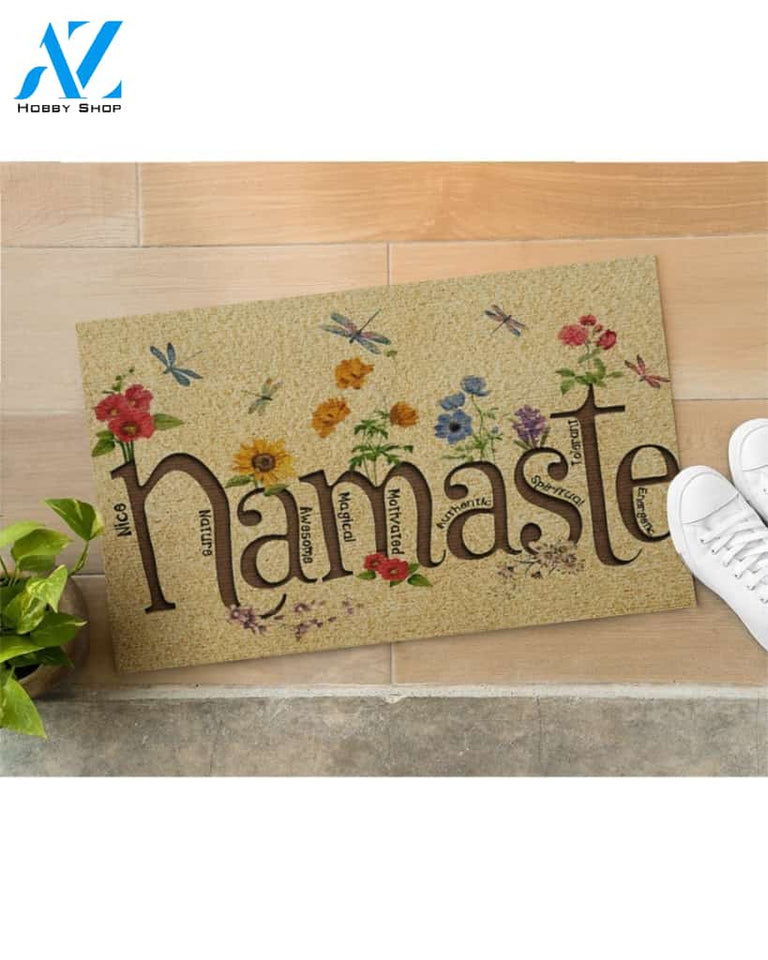 Yoga Namaste Floral Butterfly Doormat Gift For Yoga Lovers Birthday Gift Home Decor Warm House Gift Welcome Mat