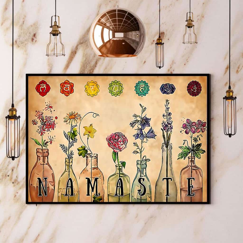 Yoga Namaste Flowers Paper Poster No Frame Matte Canvas Wall Decor