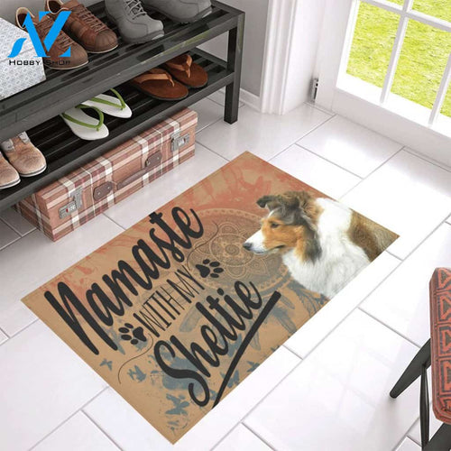 Yoga Namaste With Sheltie CL09100204MDD Doormat