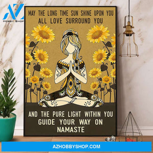 Yoga & Sunflower The Pure Light Within You Guide Your Way On Namaste Canvas And Poster, Wall Decor Visual Art