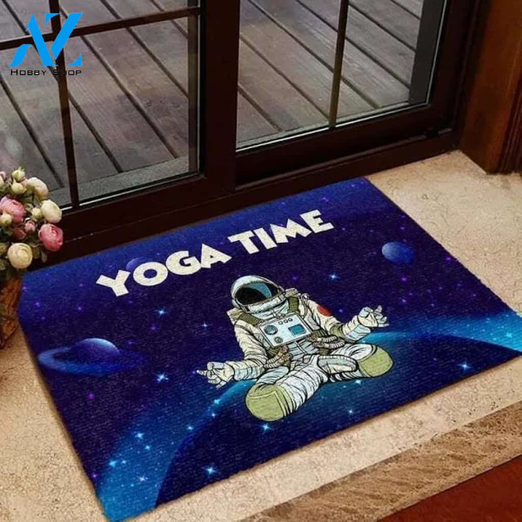 Yoga Time Astronaut Funny Doormat Welcome Mat House Warming Gift Home Decor Funny Doormat Gift Idea