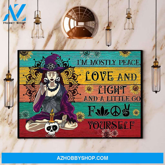 Yoga Witch Peace Love And Light Halloween Canvas And Poster, Wall Decor Visual Art, Halloween Gift, Happy Halloween