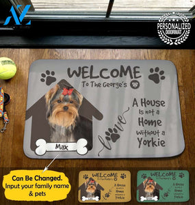 Yorkie House Personalized Doormat