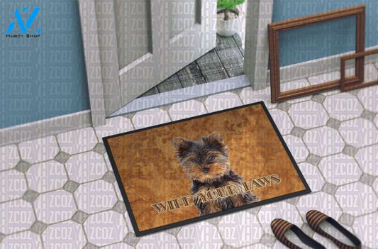 Yorkie Puppy Yorkshire Terrier Wipe Your Paws CL22110887MDD Doormat